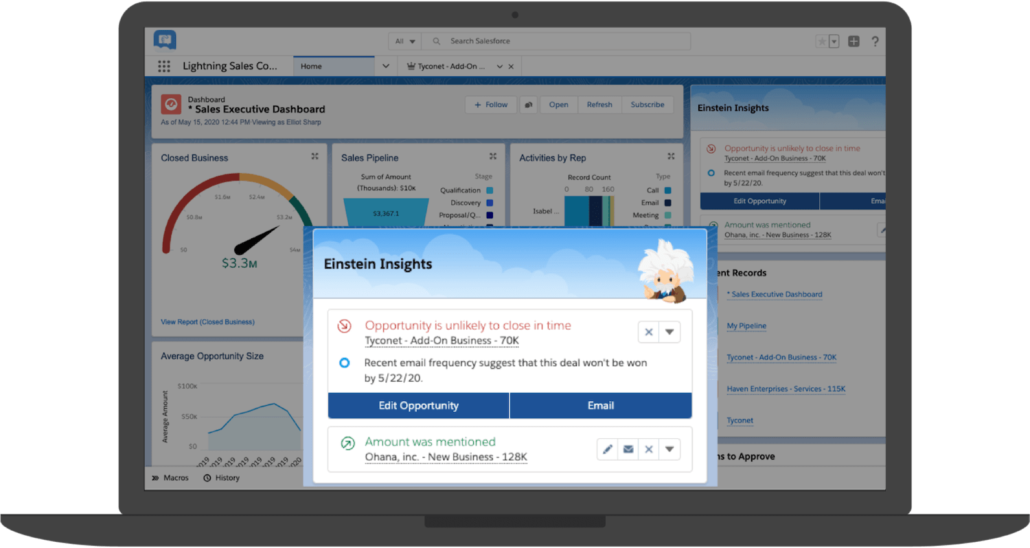 Screenshot of Sales Cloud Einstein Insights