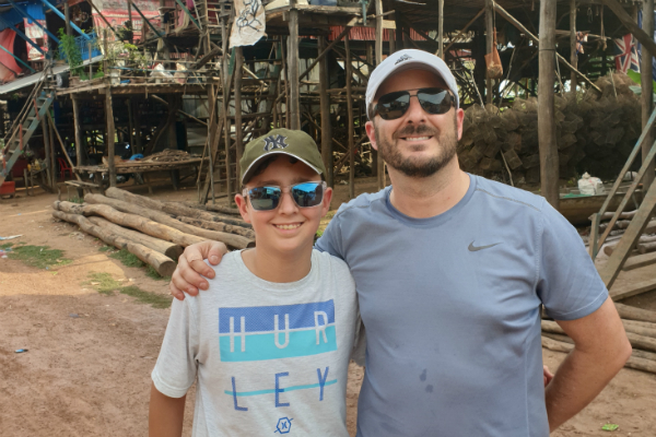 Dan Bognar during his VTO with his teenaged son.