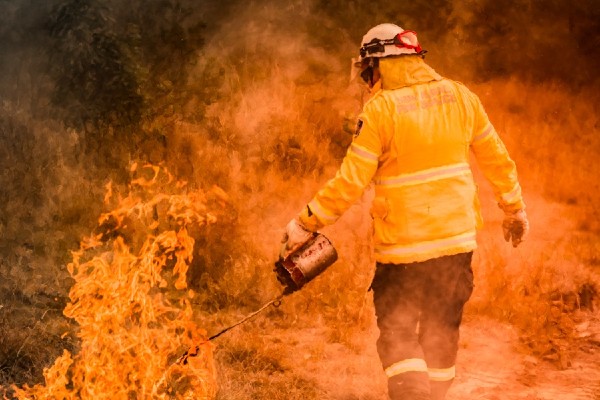 A member of John’s brigade Tumbledown Dick Rural Fire Brigade doing their part.