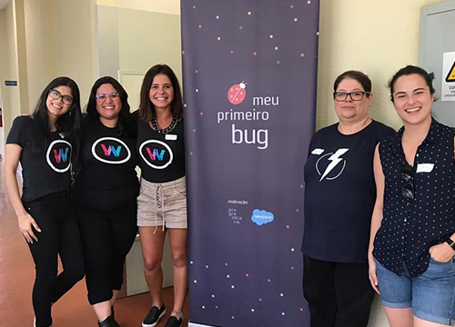 Foto do time da Salesforce na Oficina Meu Primeiro Bug