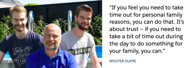 Image of Wouter Dupre who is a working dad at Salesforce. He is a Lead Solution Adviser, father to two young adult sons. 