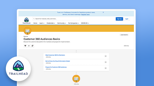 Image of the Salesforce Trailhead interface. 