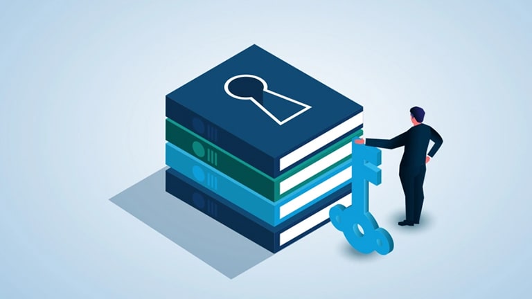 Image of books and a key