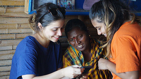 Akhila and Anusha with late Narasamma