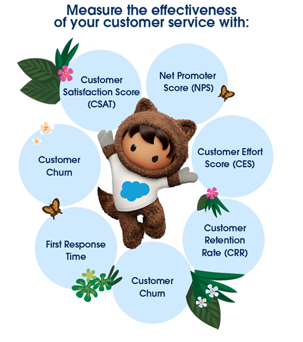 Measure customer service performance, customer service metrics, service metric, effectiveness, Customer Satisfaction Score, CSAT,  Net Promoter Score, NPS,  Customer Effort Score, CES,  Customer Retention Rate, CRR, customer churn,  First Response Time,  First Call Resolution Rate, FCR