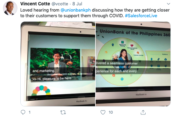 Salesforce Live: Asia UnionBank of the Philippines tweet