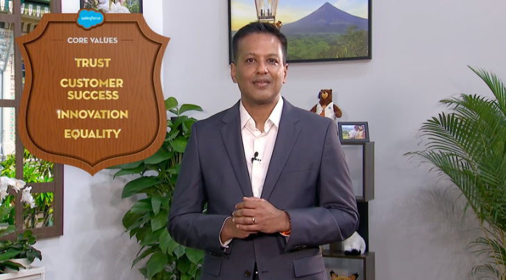 Sujith Abraham talks about Salesforce's core values: trust, customer success, innovation, and equality.