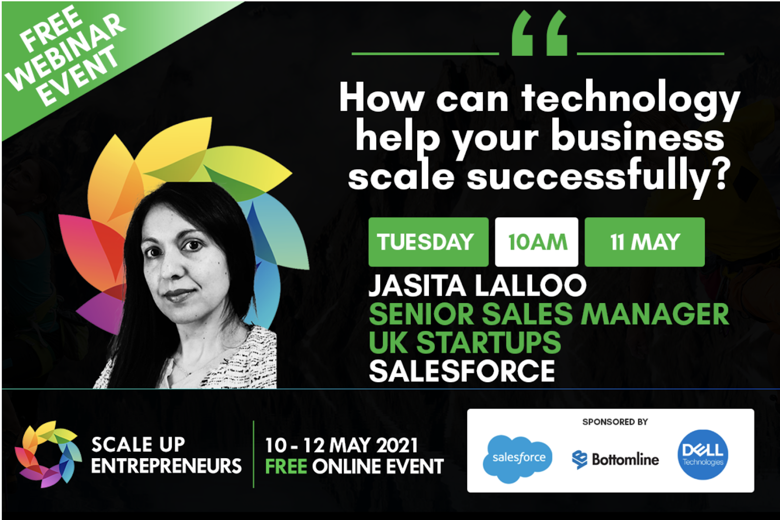 Advertisement for Webinar on how Technology can help scale your small business