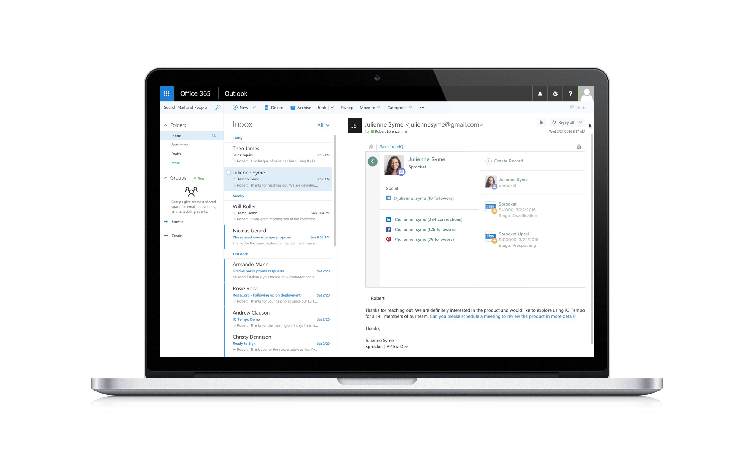 SalesforceIQ Powers Outlook Users with Relationship Intelligence