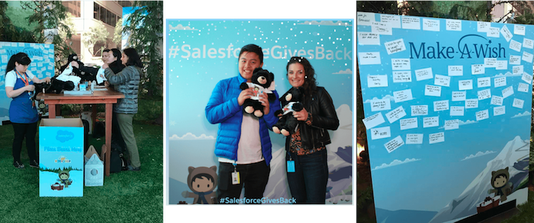 Photos of a Giving Tuesday employee engagement volunteer event at Salesforce