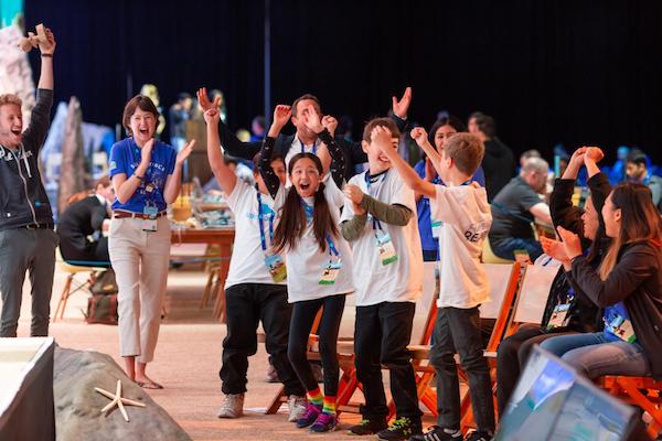 Team Scare Net from Denman Middle School (SFUSD) rejoice after Future Trailblazer Challenge win