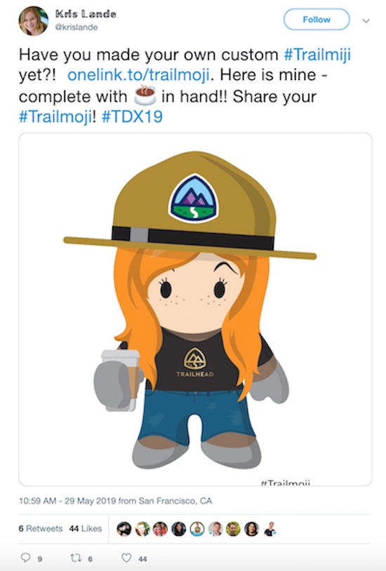 @Krislande shares #Trailmoji avatar on Twitter