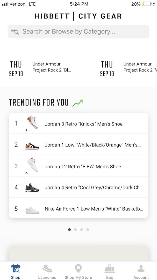 Screenshot of a mobile page from the Hibbet City Gear site