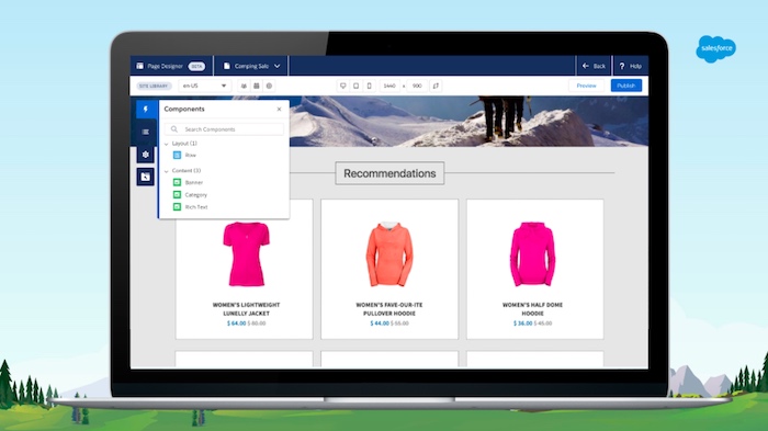 Screenshot of the new Commerce Page Designer
