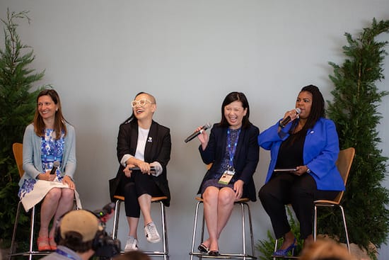 L-R: Leela Srinivasan, Minjae Ormes, Francisca Wahjudi, and Molly Ford speak at the Trailblazing Women Luncheon