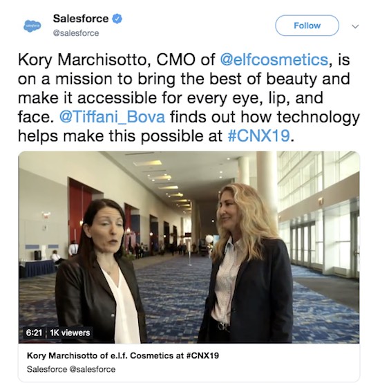 Screenshot of Salesforce tweet