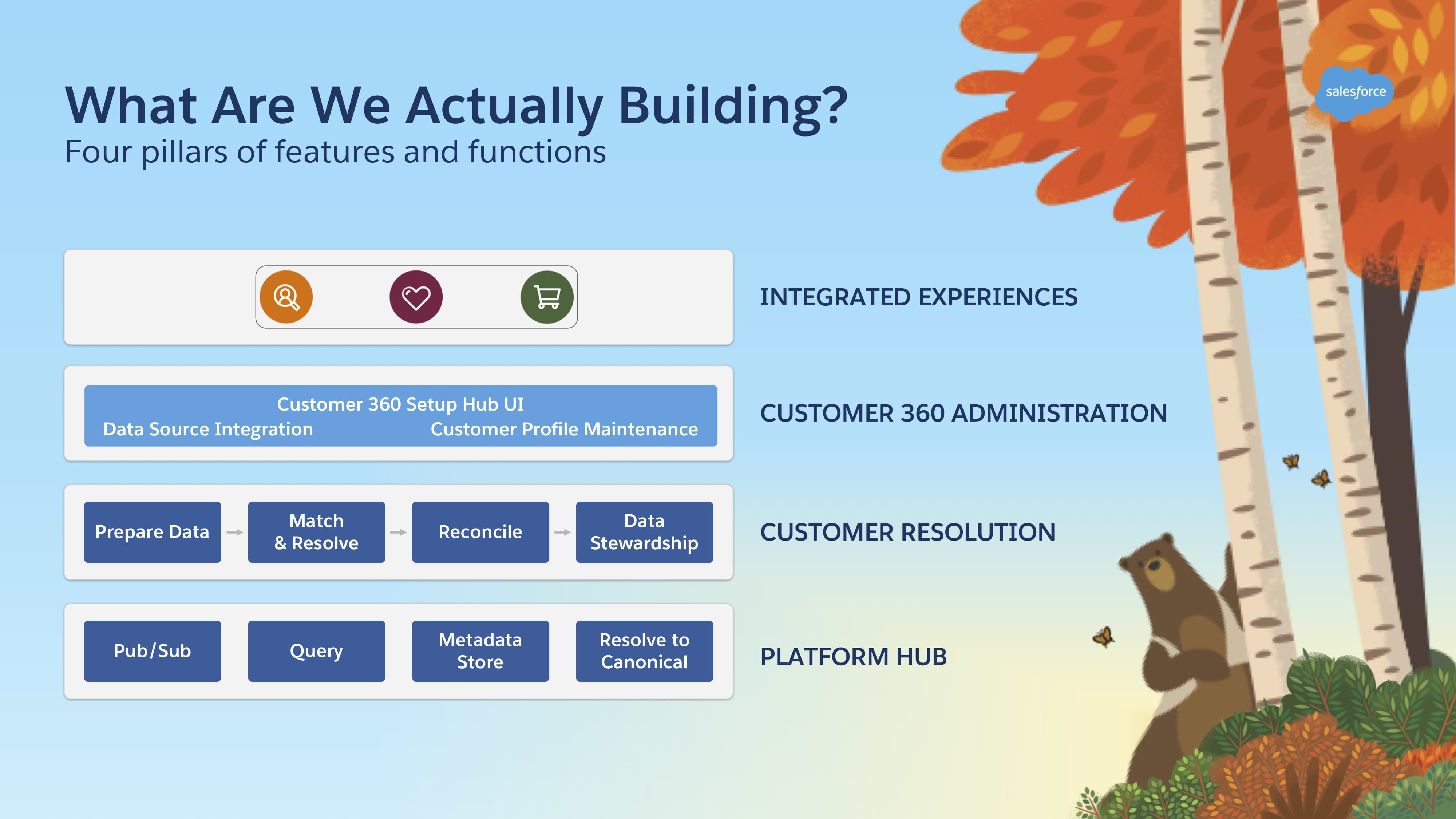 Salesforce Customer 360 feature and function stack