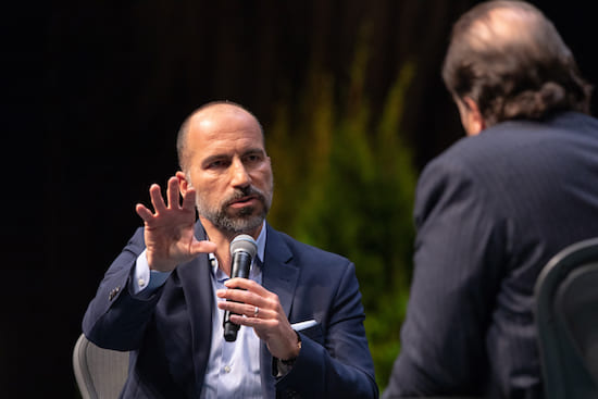 Uber CEO Dara Khosrowshahi chat with Marc Benioff