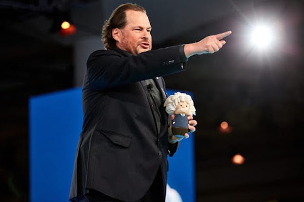Photo of Marc Benioff with Einstein
