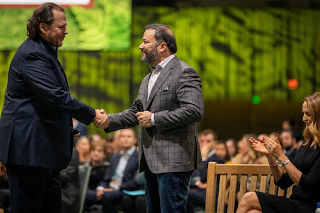 Photo of Marc Benioff and Fawad Ahmad
