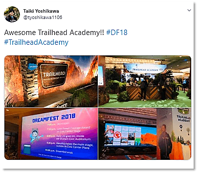 Tweet of Trailhead academy