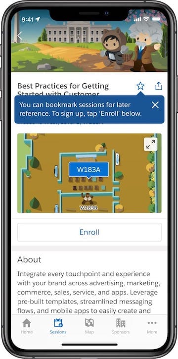 Screenshot of the bookmark feature
