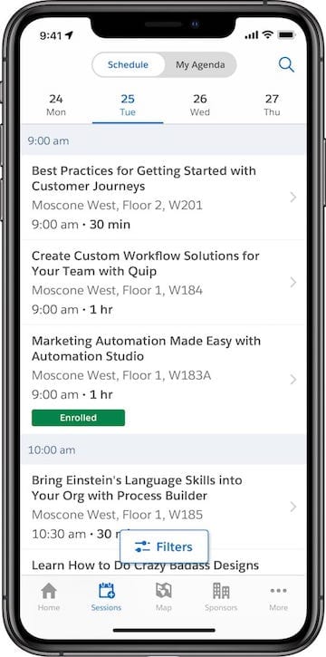 Photo of the schedule feature