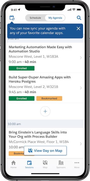 Screenshot of the app sync