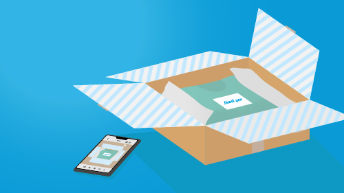 Illustration of mobile phone and a package for Black Friday