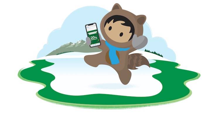 Illustration of Astro holding a phone in a winter scene