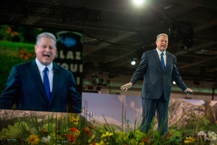 Al Gore on stage at Dreamforce '18
