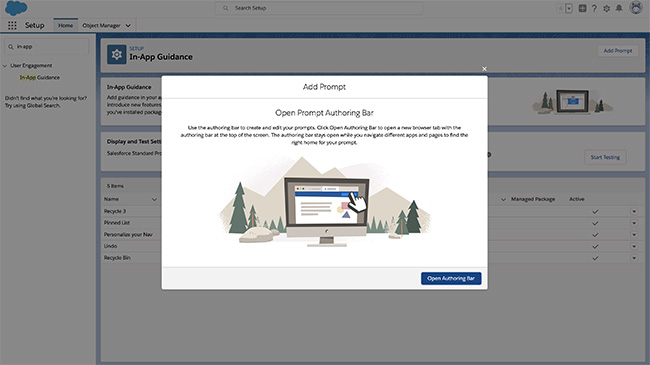 A screenshot of UI of Opening Prompt Authoring Bar