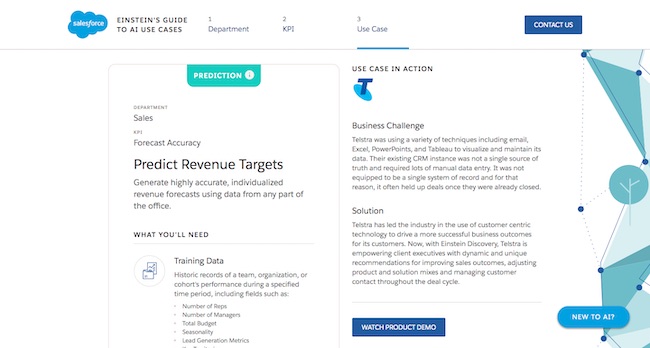 Screenshot of the Einstein use case in action