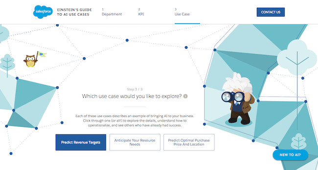 Screenshot of the predict revenue targets page