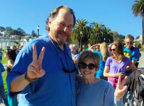 Salesforce Co-CEO Marc Benioff and EVP Global Strategic Affairs Monica Langley