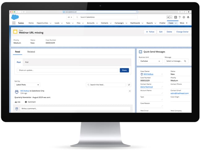 distributed marketing quick send from case screenshot
