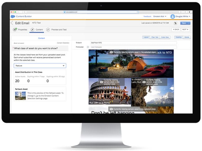 einstein content selection screenshot