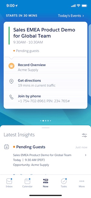 screenshot of the Salesforce Inbox interface