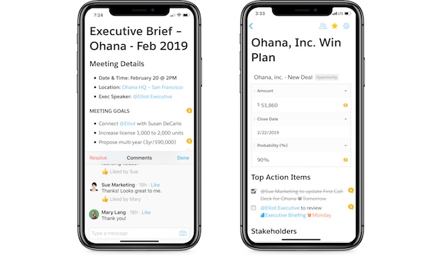 Quip mobile user interface