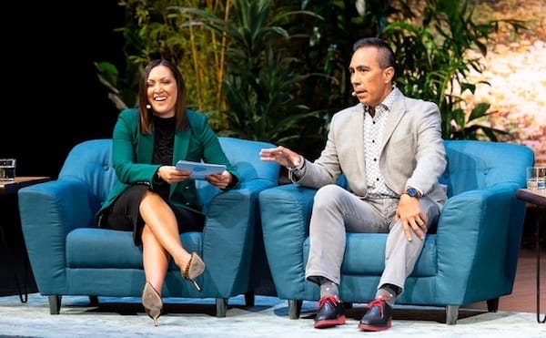 Photo of Jessica Ross and Guillermo Diaz on stage 