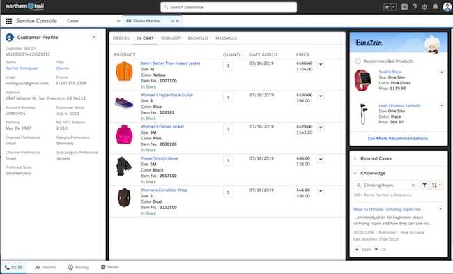 Example of a unified UI within a service console