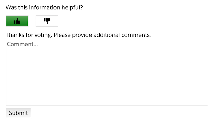 Screenshot of a feedback component