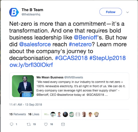 Screenshot of tweet with Marc Benioff quote
