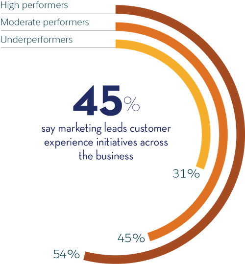 chart details customer experience initiatives across businesses