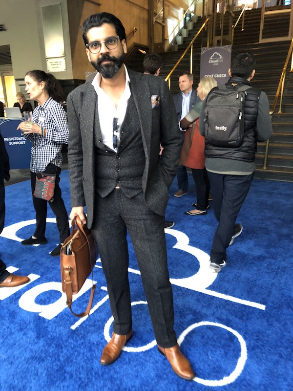 Pranav Yadev, CEO of Neuro-Insight models his custom-designed suit