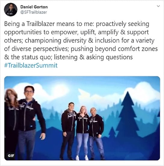 Daniel Gorton's tweet about what being a Trailblazer means to him.