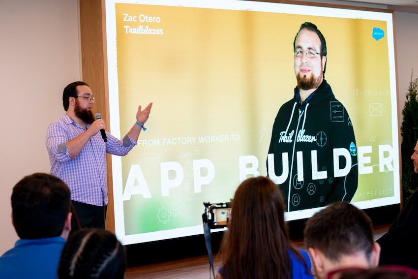 Photo of Zac Otero speaking at Trailblazer Day