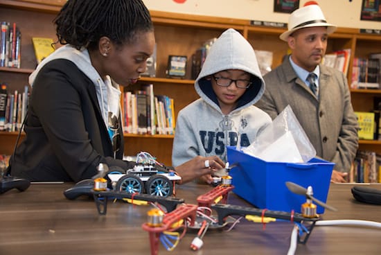 photo of Salesforce volunteer at a school