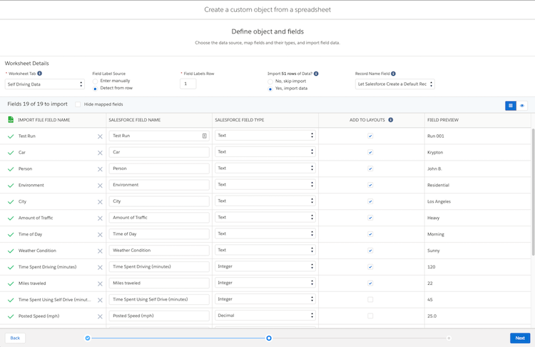 Define objects and fields in Lightning Object Creator