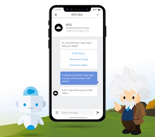 illustration of chatbot, cellphone interface, and einstein